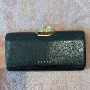 Ted Baker Black Clutch with Gold Accents